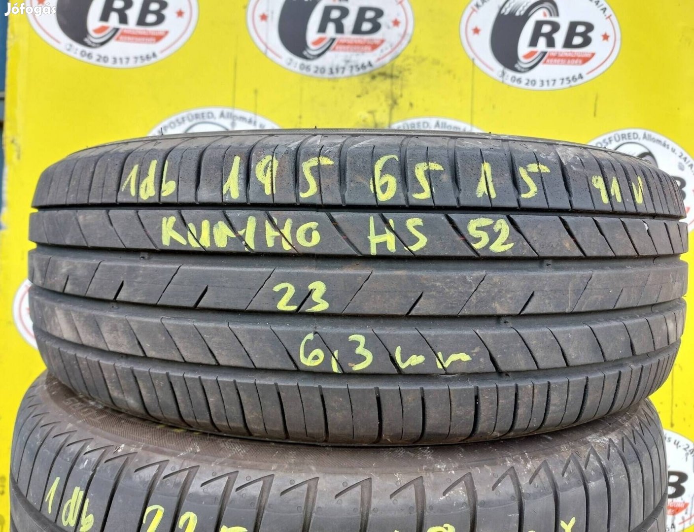 1db 195/65 r15 Kumho HS52,,Évjárat2023,,6.5mm