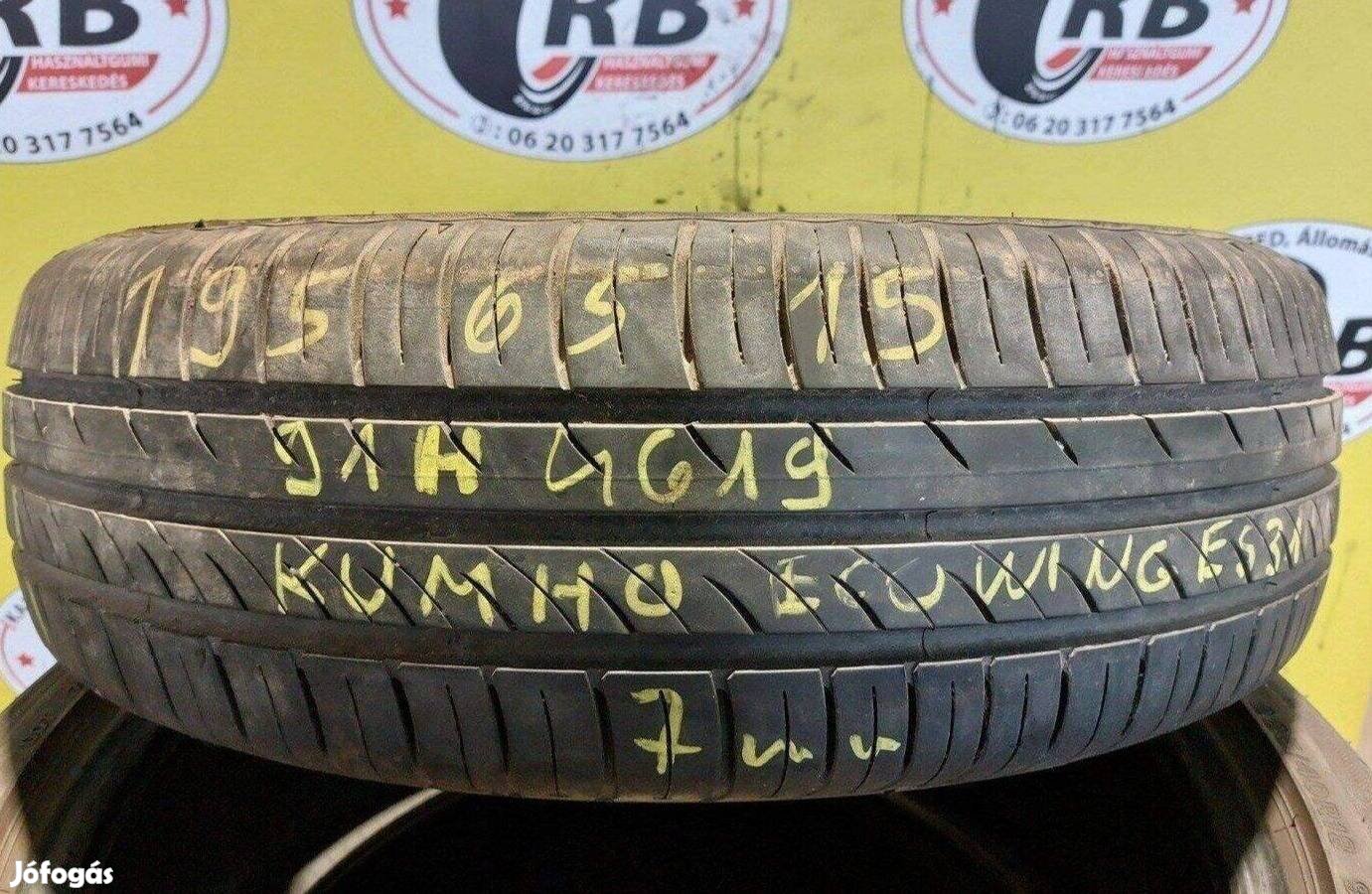 1db 195/65 r15 Kumho nyári 2019 7 mm 10000 Ft