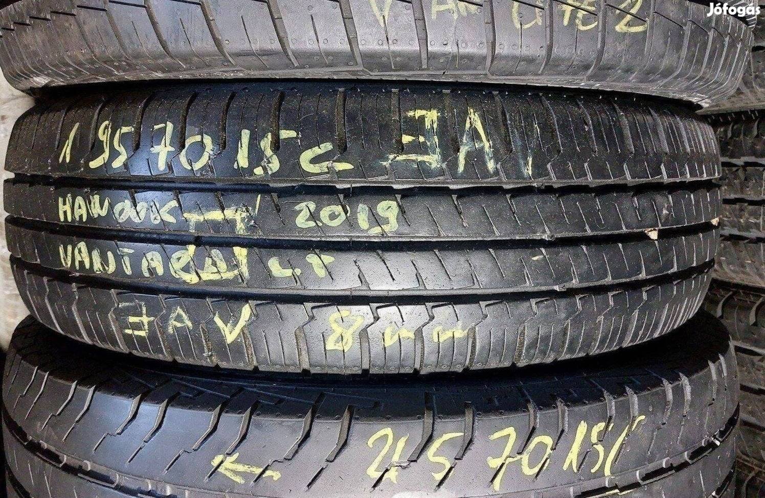 1db 195/70 r15 c Hankook Vantra nyári 2019 8mm 12700 Ft