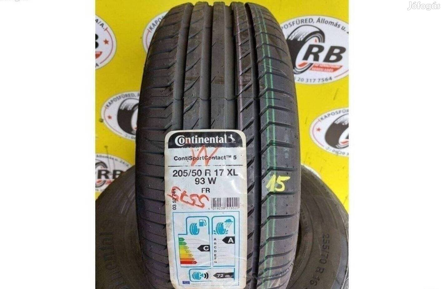 1db 205/50 r17 Új Continental Contisportcontact 5 nyári 2015 17000ft