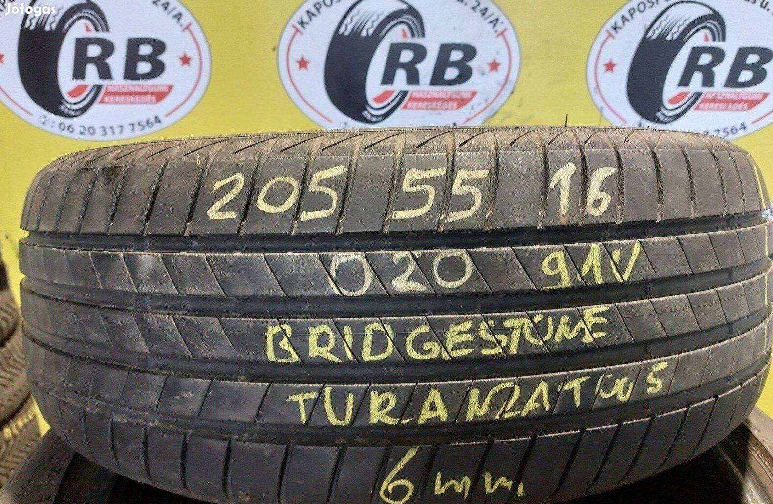 1db 205/55 r16 Bridgestone nyári 2020 6 mm 12000 Ft