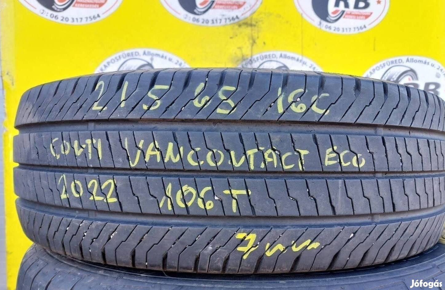 1db 215/65 r16C Continental nyári 2022 7mm 30000 Ft