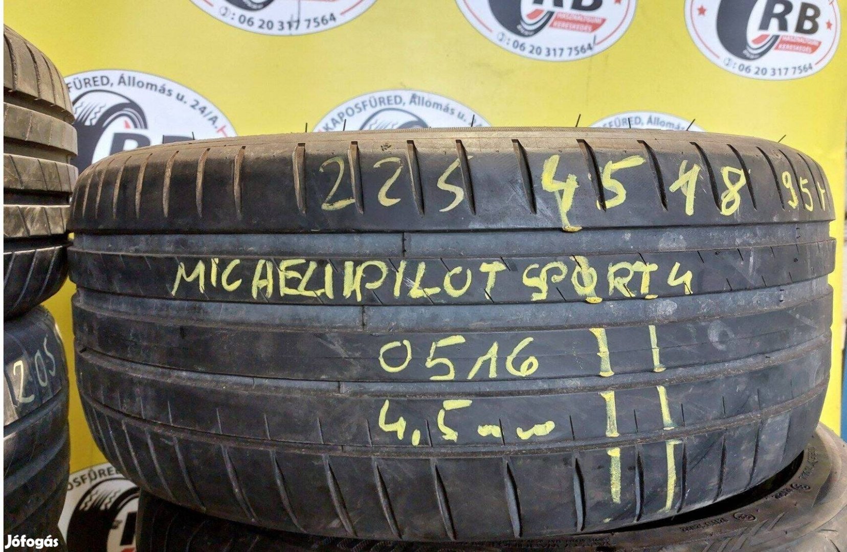 1db 225/45 r18 Michelin Pilot Sport 4 nyári 2016 4,5mm 8000 Ft