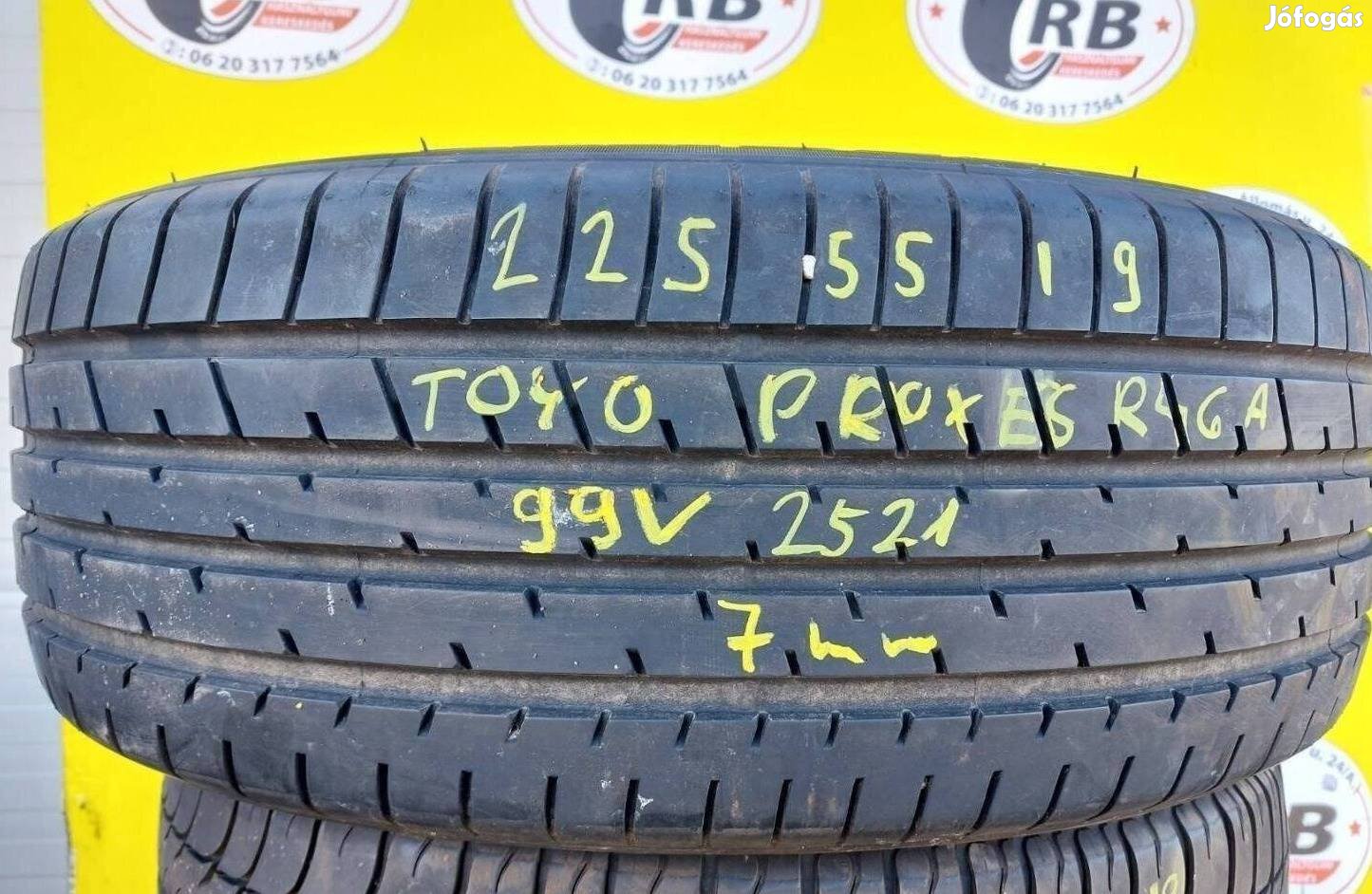 1db 225/55 r19 Toyo nyári 2021 7mm 35000 Ft