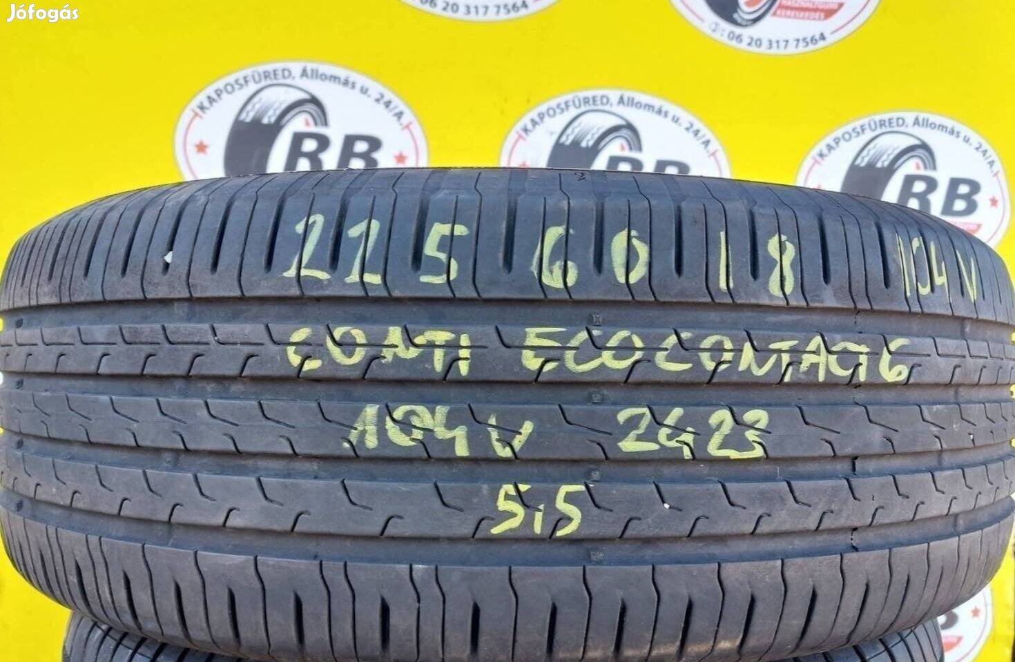 1db 225/60 r18 Continental Ecocontact 6 nyári 2023 5,5 mm 20 000 Ft