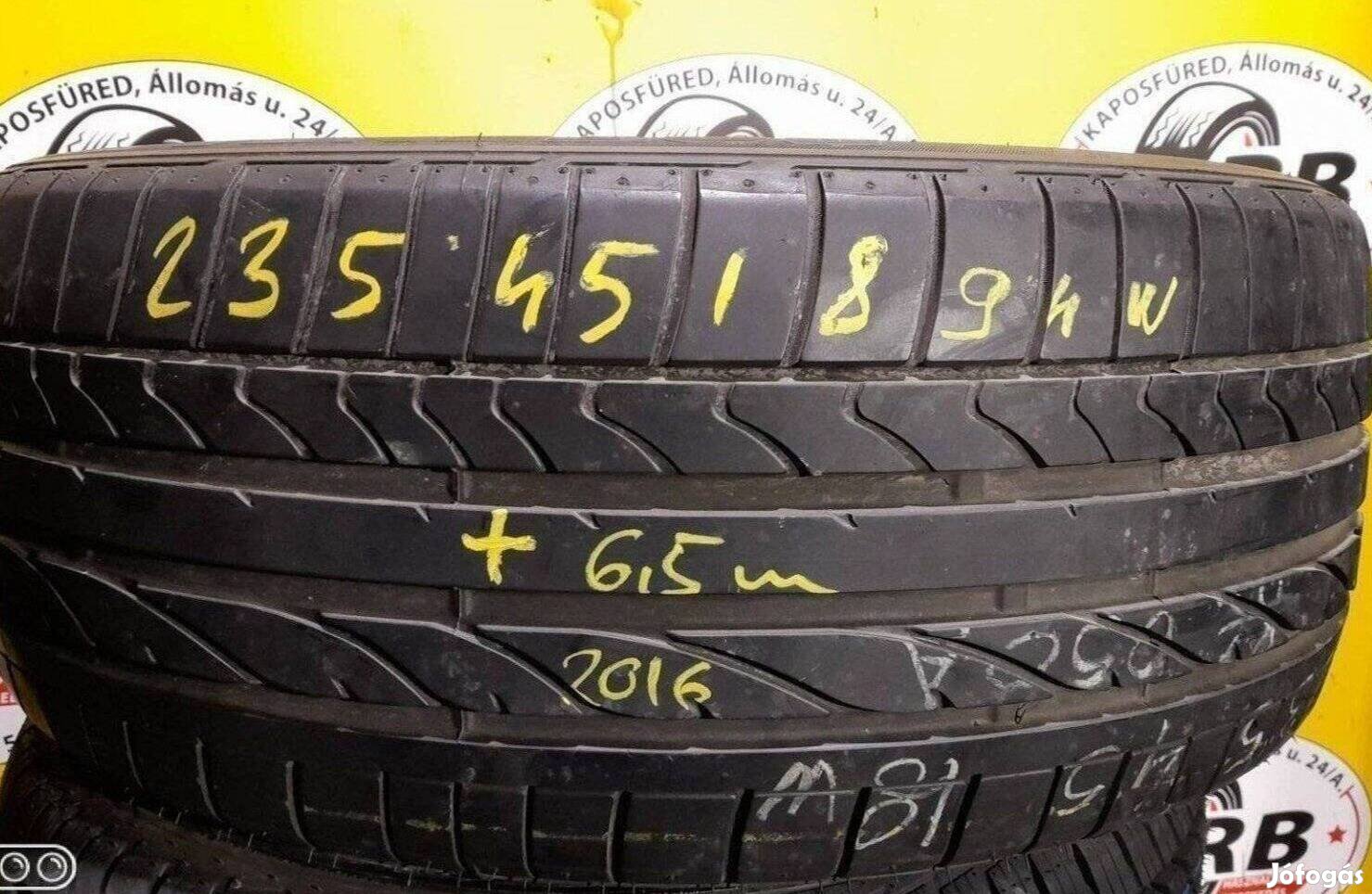 1db 235/45 r18 Bridgestone nyári 2016 6.5mm 15 000 Ft