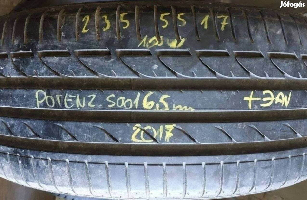1db 235/55 r17 Bridgestone Potenza S001 nyári 2017 6,5mm 15000 Ft