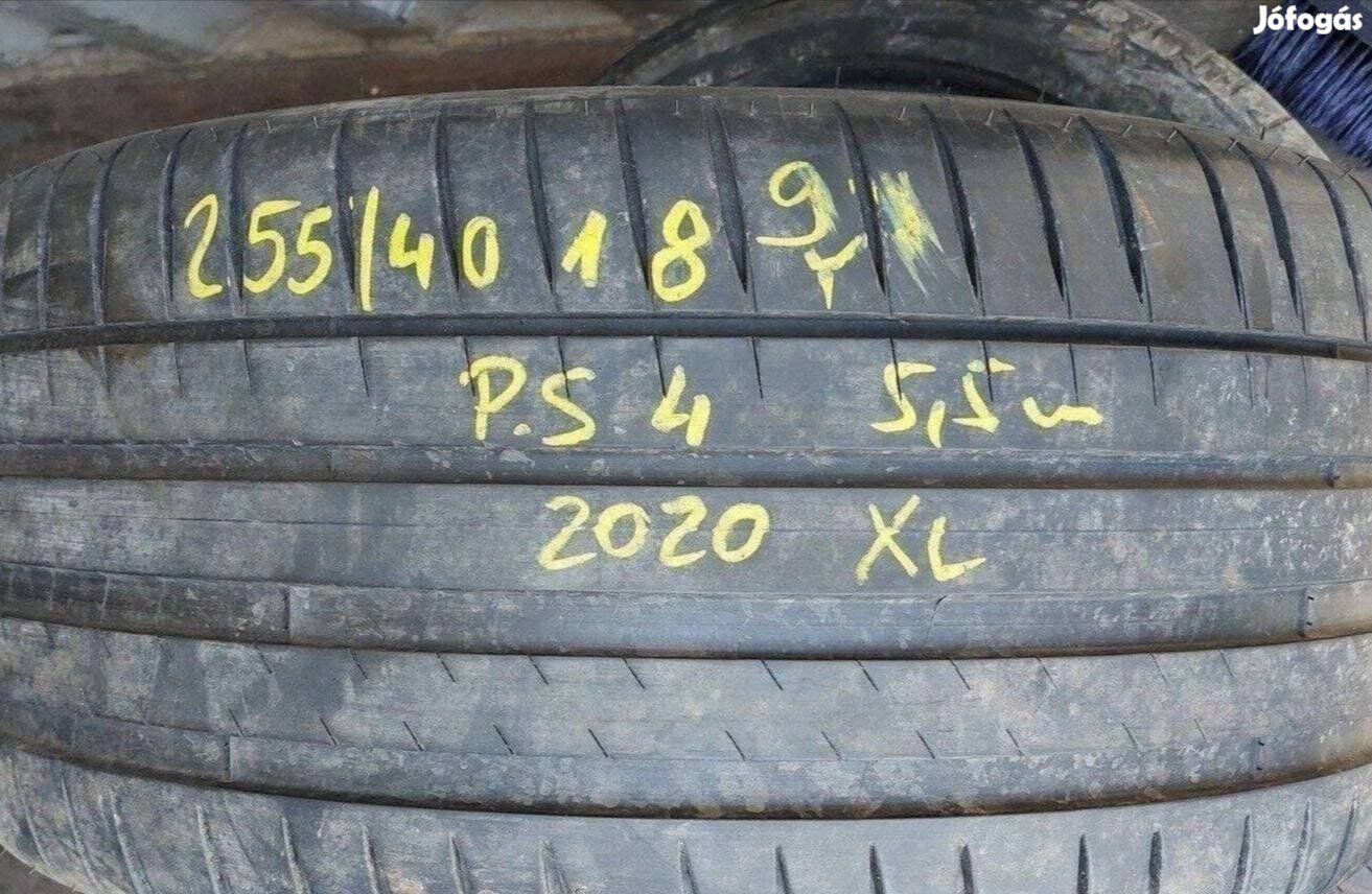 1db 255/40 r18 Michelin Pilot Sport 4 nyári 2020 5,5mm 12700 Ft