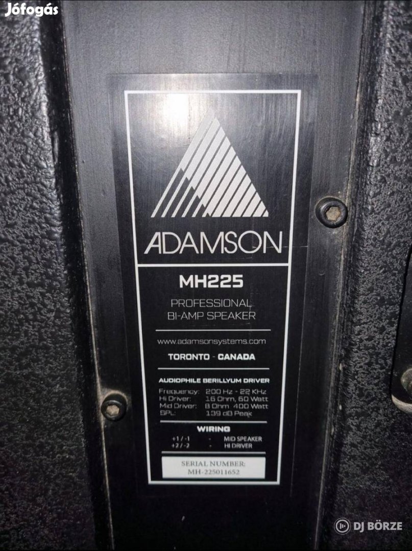 1db Adamson MH 225(kompressziós) top hangfal gyári tokkal