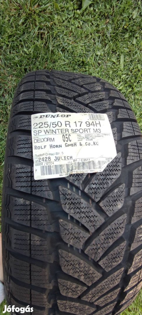 1db Új Téli Dunlop 225/50 R17 gumi