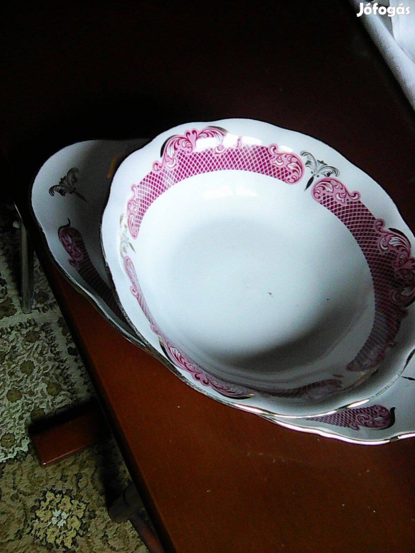 1db leveses tál 1 db kínáló tál porcelán DDR