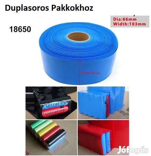 1m Zsugorfólia 18650 Duplasoros Pakkokhoz Kék 103mm (5400)