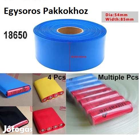 1m Zsugorfólia 18650 Egysoros Pakkokhoz  85mm Kék (5535)