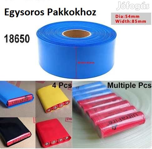 1m Zsugorfólia 18650 Egysoros Pakkokhoz  85mm Kék (5535)