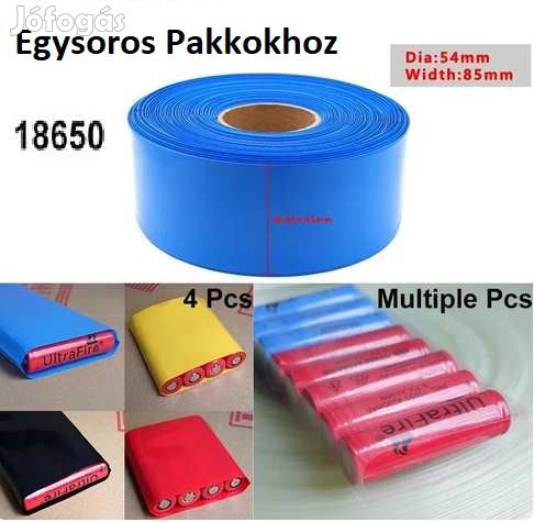 1m Zsugorfólia 18650 Egysoros Pakkokhoz  85mm Kék (5535)