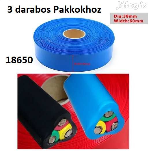 1m Zsugorfólia 18650 Hármas Pakkokhoz Piros 60mm Piros (5538)