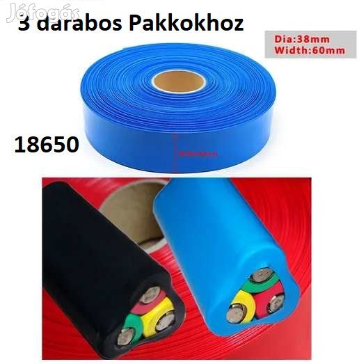1m Zsugorfólia 18650 Hármas Pakkokhoz  60mm Kék (5537)