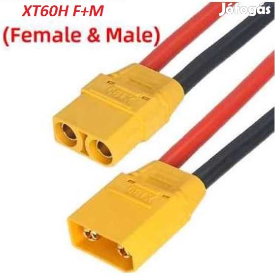 1pár XT60 Hőálló SzilikonKábel Szett 12AWG 50cm hosszú (5610)
