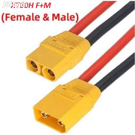 1pár XT60 Hőálló SzilikonKábel Szett 12AWG 50cm hosszú (5610)