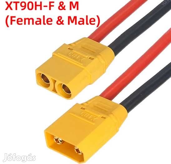 1pár XT90 Hőálló SzilikonKábel Szett 12AWG 50cm hosszú (5571)