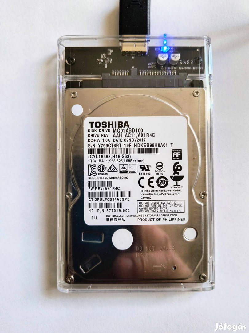 1tb + 500Gb hordozható 2,5 hdd