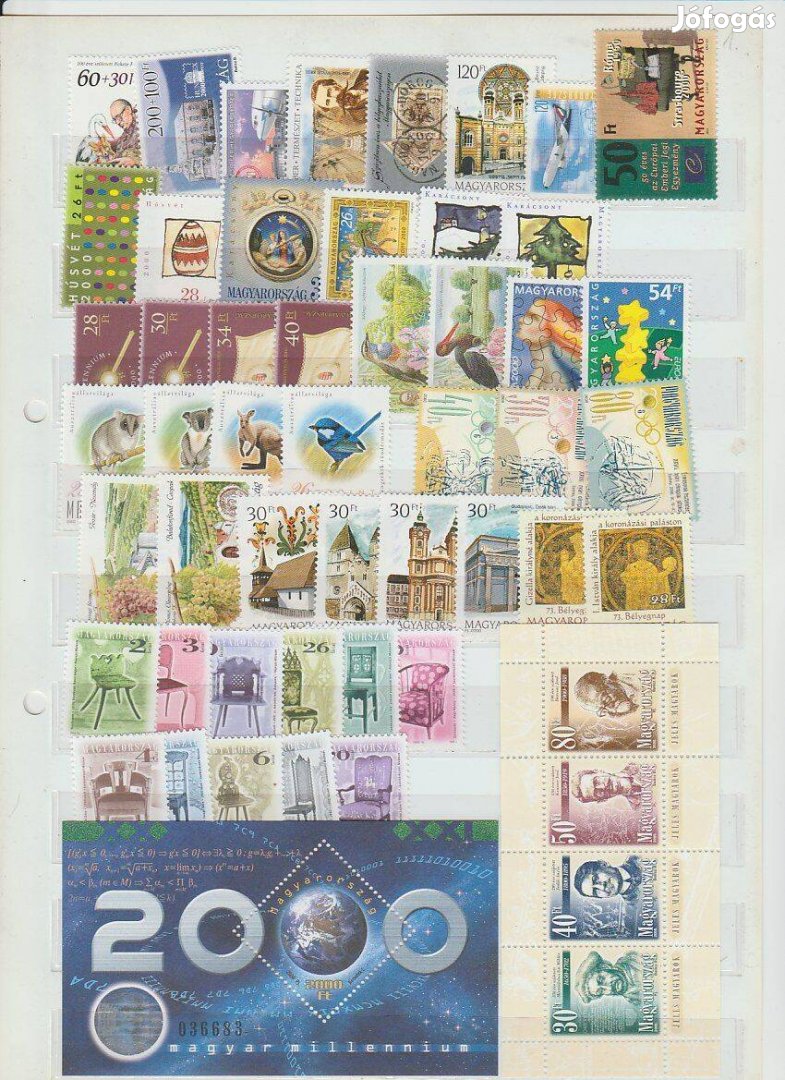 2000 év , Postatiszta Komplett Magyar Évjárat Bélyegei Blokokkal