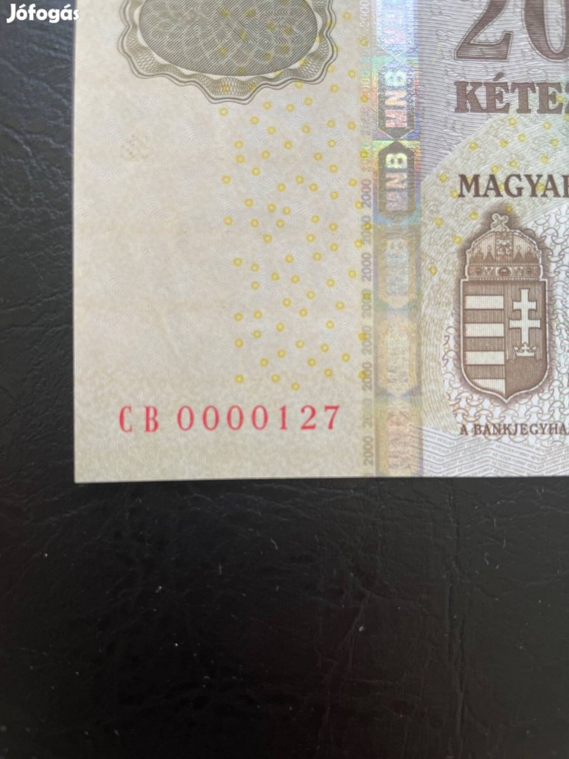 2000 forint 2008. Unc hajtatlan bankjegy alacsony sorszám