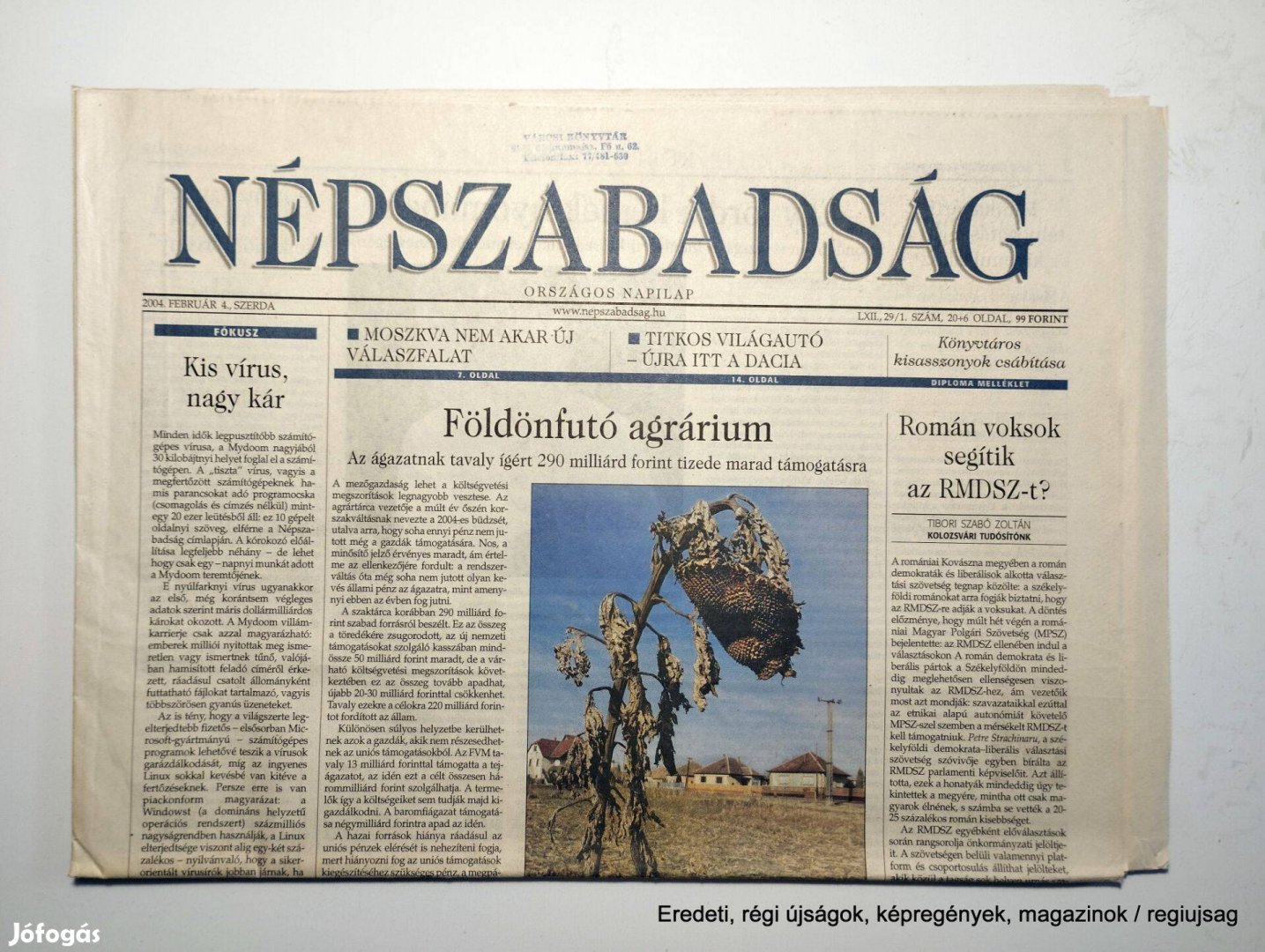 2004 február 4 / Népszabadság / Újság - Magyar / Ssz.: 26554