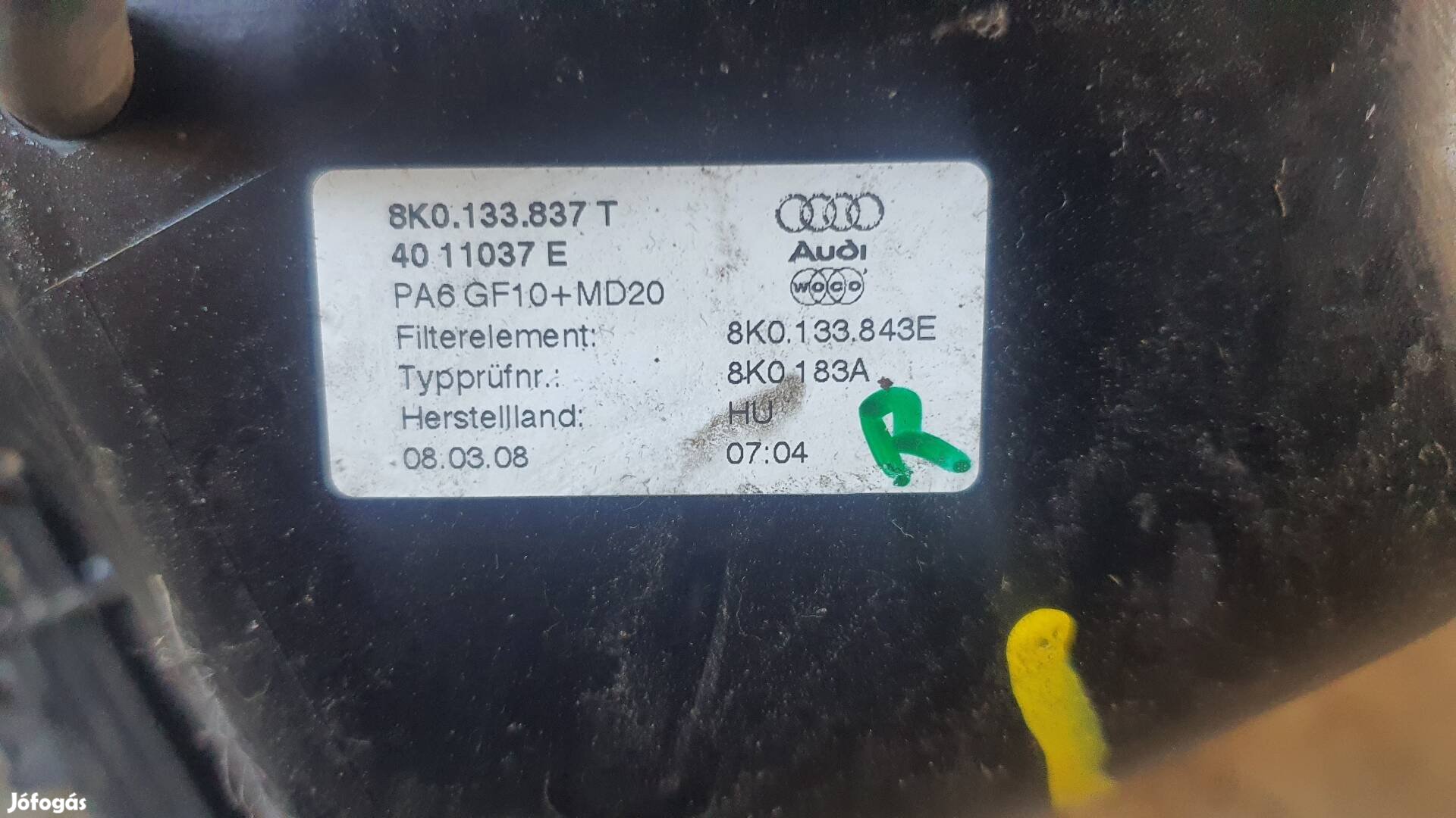2008 Audi A4 Légszűrőház 25.01.30