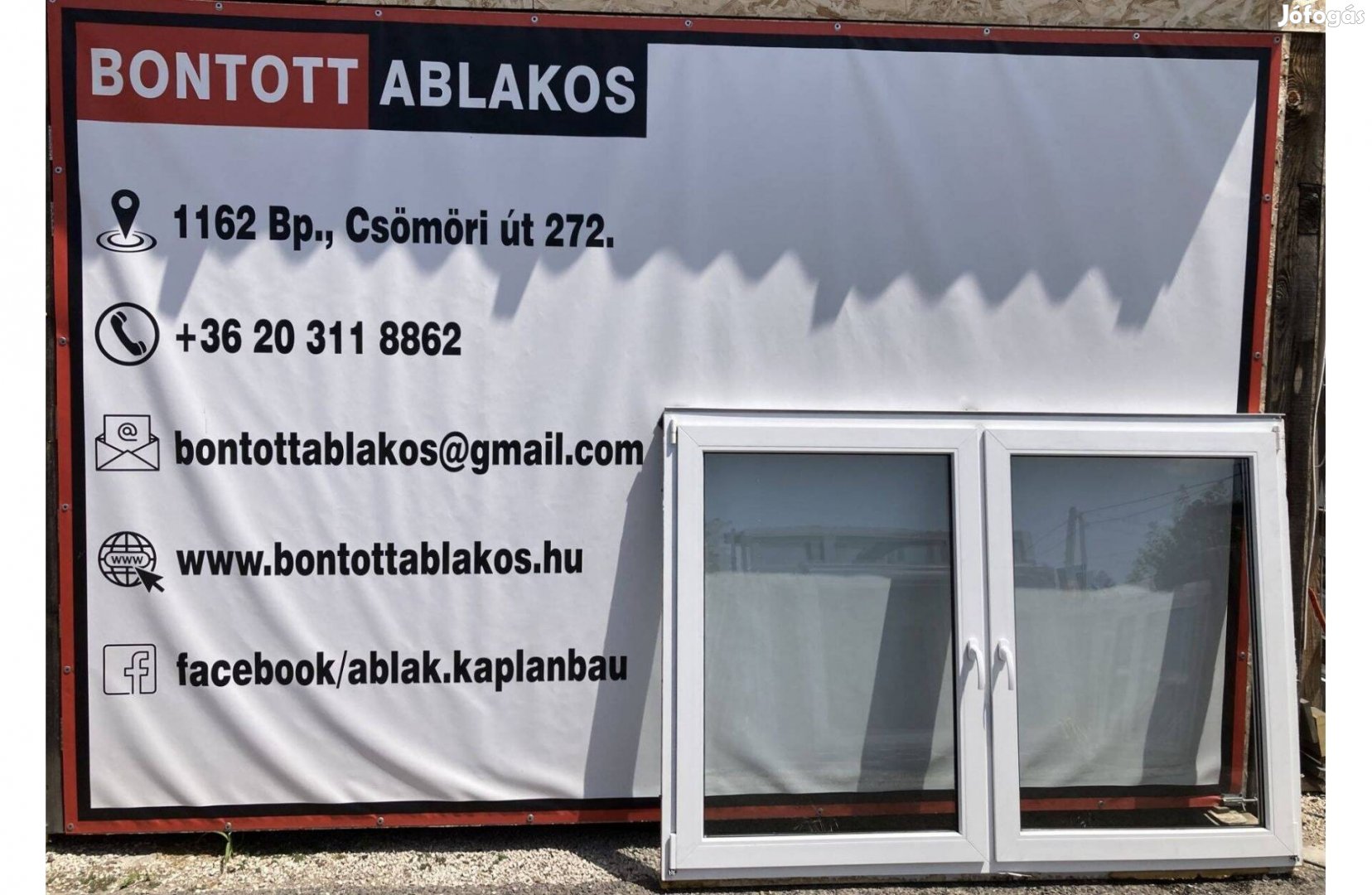 200x140 cm közeli!!! bontott műanyag kétszárnyas bukó-nyíló ablak