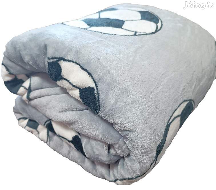 200x230cm Foci focilabda mintás plüss takaró, pléd wellsoft szürke