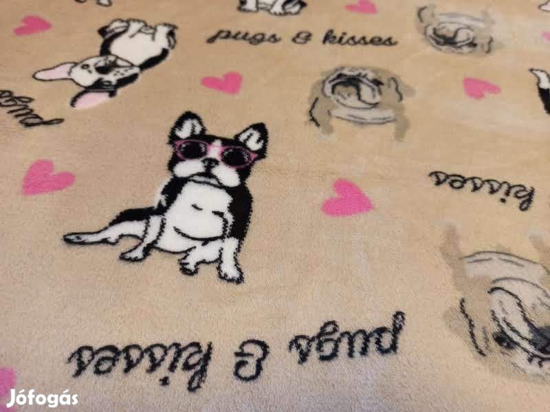 200x230cm barna francia bulldog kutya mintás puha takaró wellsoft