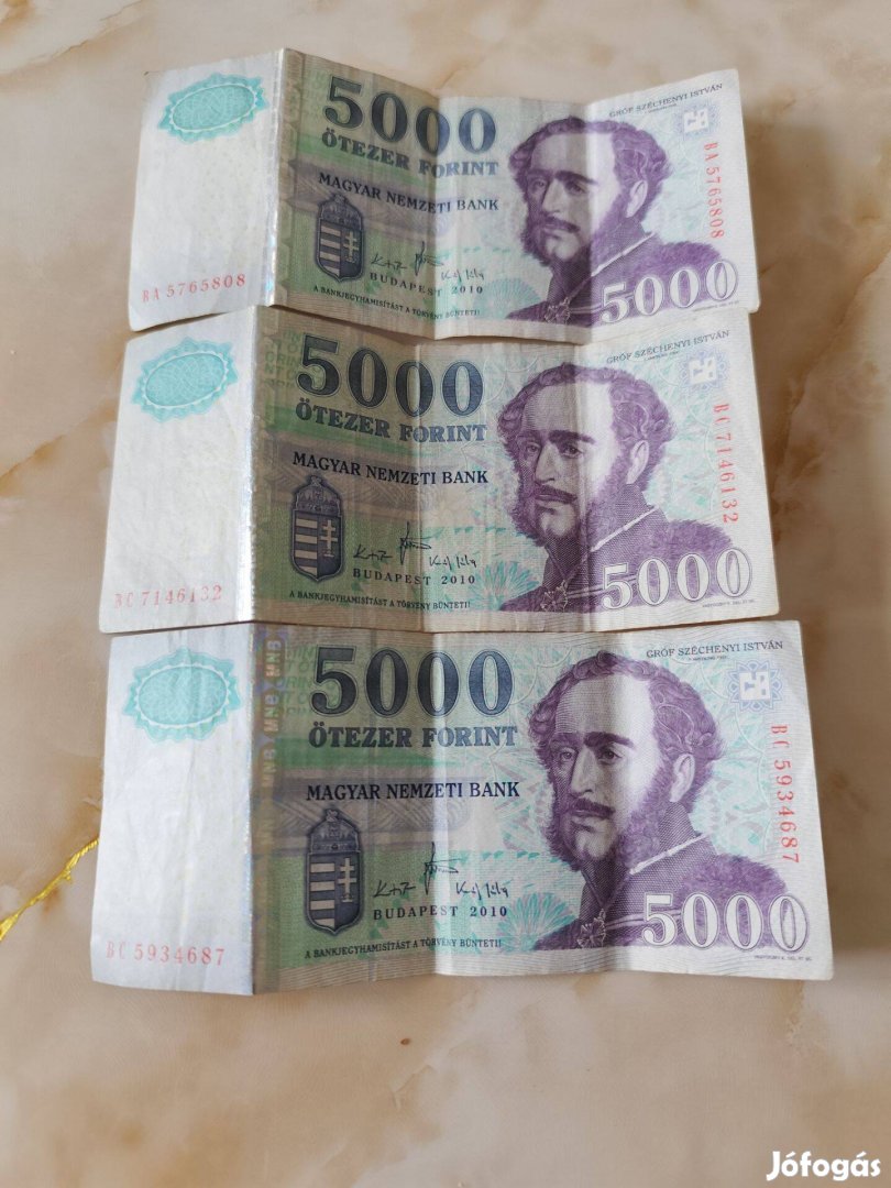 2010-es Őt ezer forintos bankjegy eladó