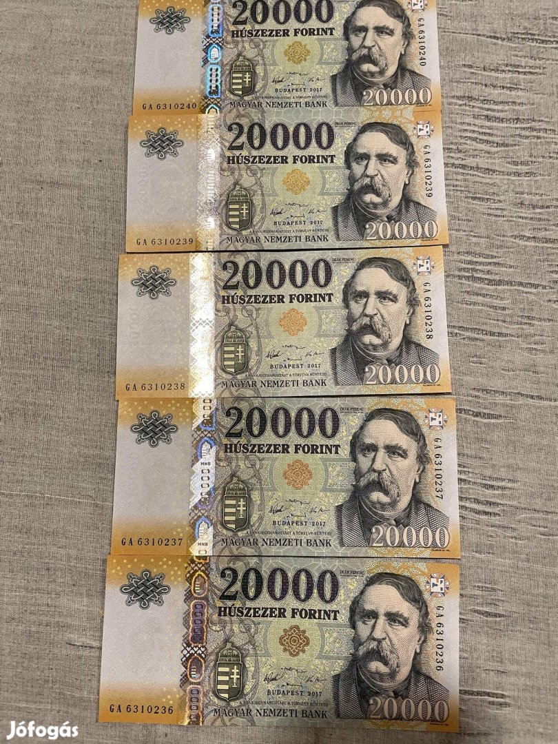 2017 GA sorszámkövető 20.000 Forintos bankjegyek