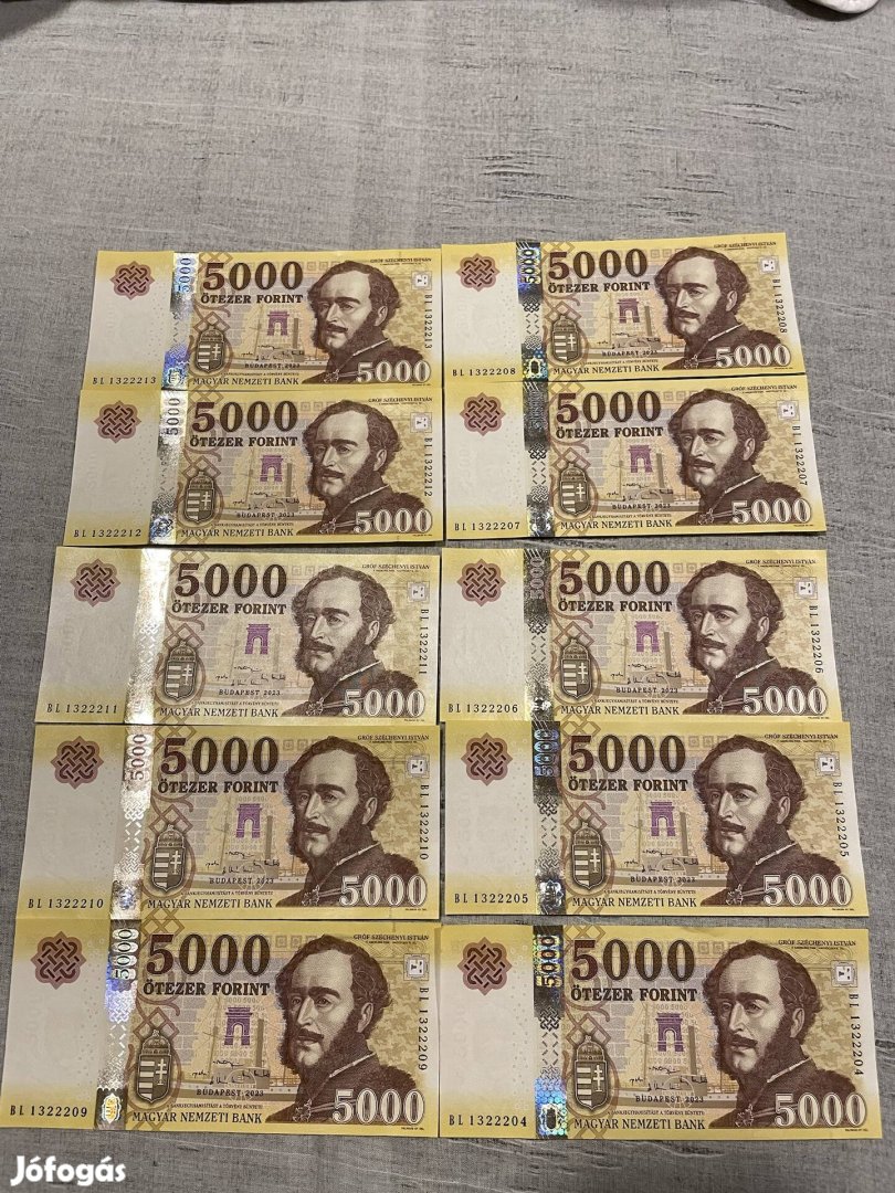 2023 BL sorszámkövető 5.000 Forintos bankjegyek
