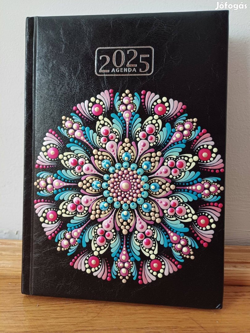 2025 határidőnapló naptár pink kék rosegold mandala dísz kézzel fest