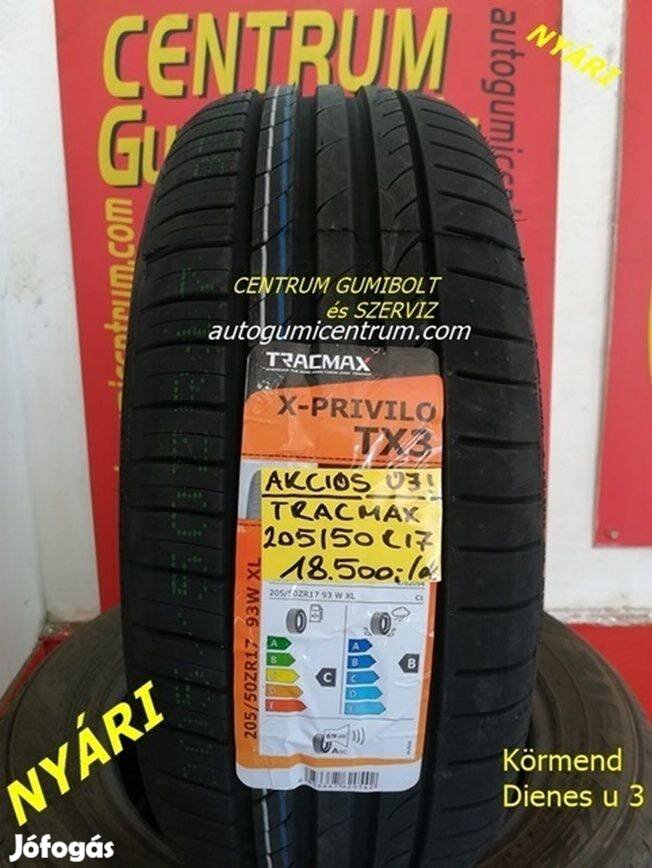 205/50r17 nyári gumi újak -Tracmax. 18.500 Ft