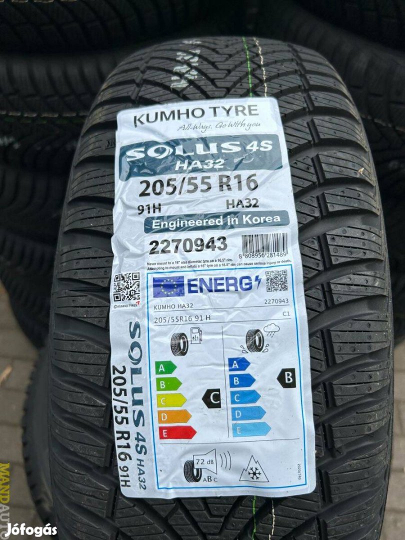 205/55R16 Kumho Solus 4S HA32,Új négy évszakos gumi