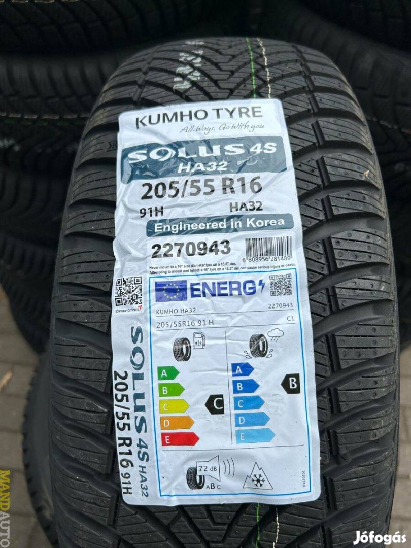 205/55R16 Kumho Solus 4S HA32,Új négy évszakos gumi