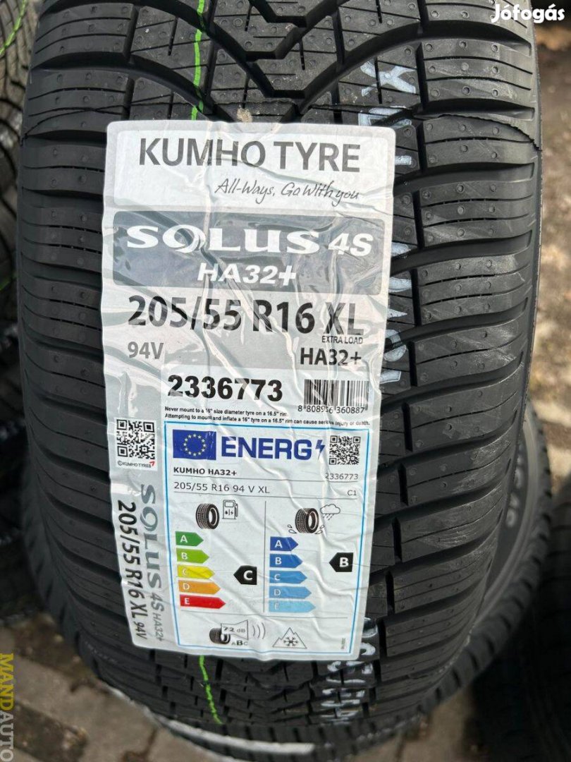 205/55R16 Kumho Solus 4S HA32+(XL),Új négy évszakos gumi