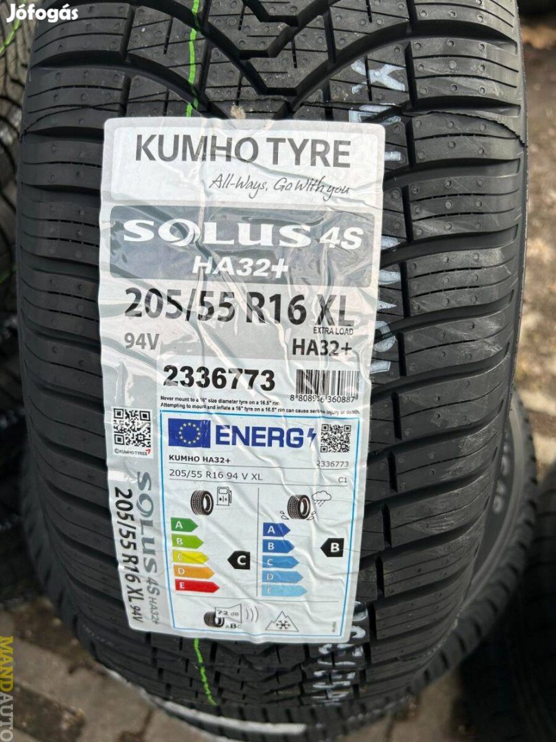 205/55R16 Kumho Solus 4S HA32+(XL),Új négy évszakos gumi