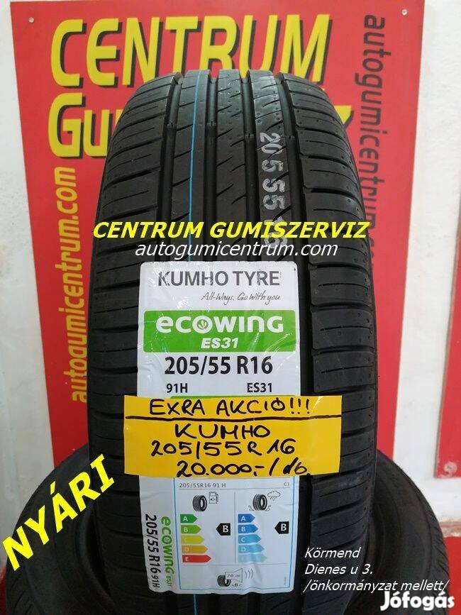 205/55R16 Kumho új nyári gumi 20.000 Ft