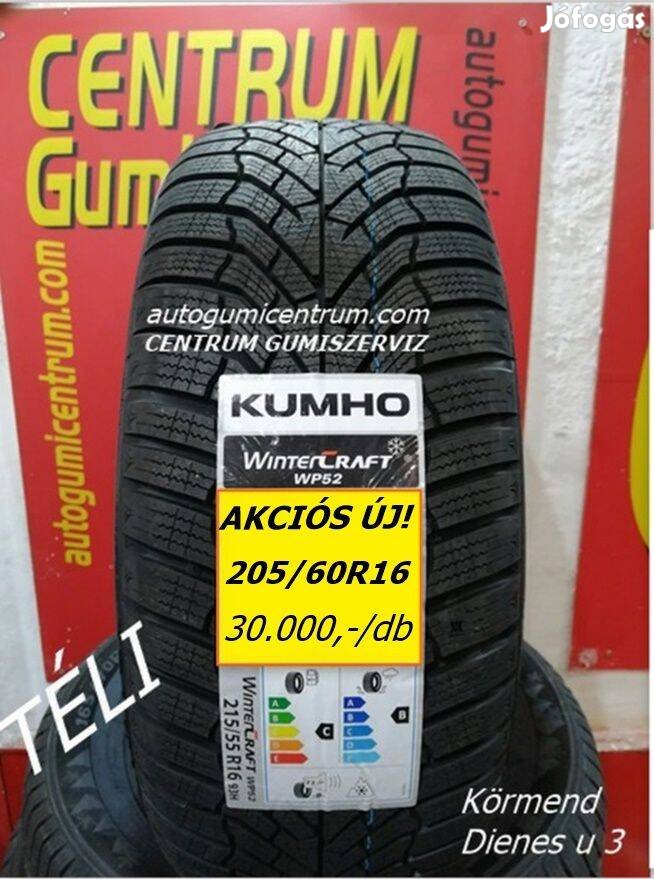 205/60R16 H WP52 Wintercraft XL Kumho téli