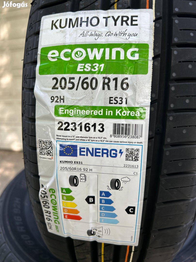 205/60R16 Kumho Ecowing Es32,Új nyári gumi