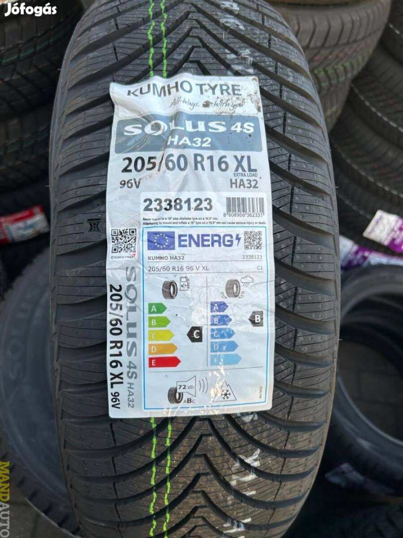 205/60R16 Kumho Solus 4Season HA32(XL),Új négy évszakos gumi