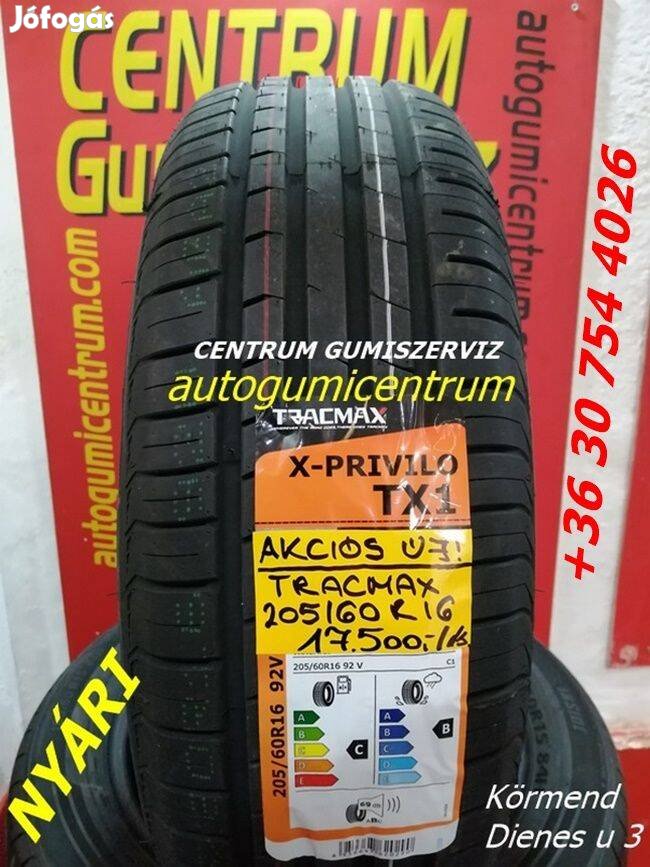 205/60R16 Tracmax akciós nyári gumik. 17.500 Ft