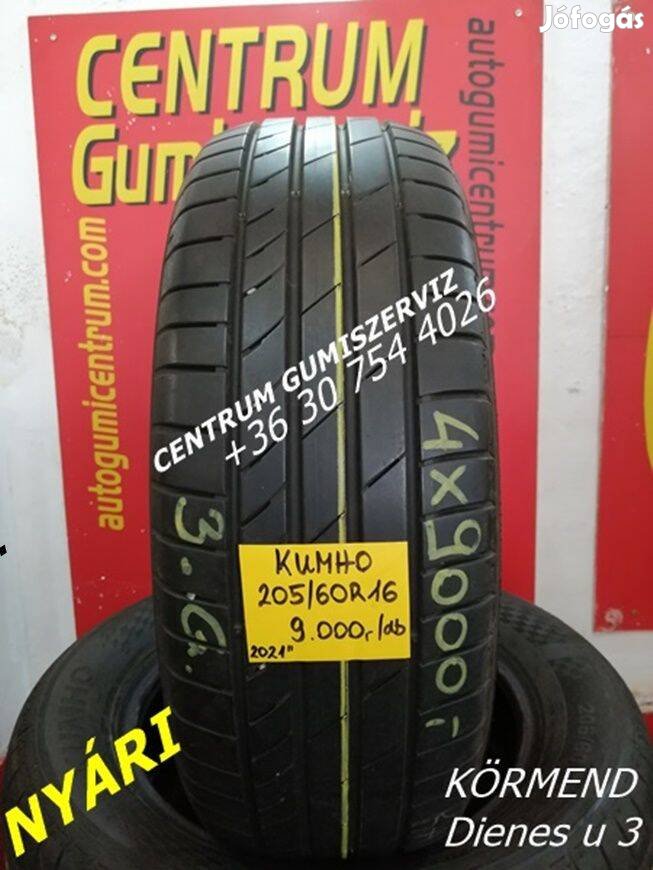 205/60r16 használt nyári gumi Kumho 3.garnitura