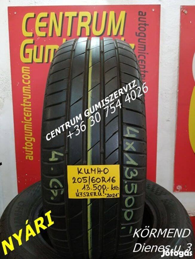 205/60r16 használt nyári gumi Kumho 4.garnitura/4db