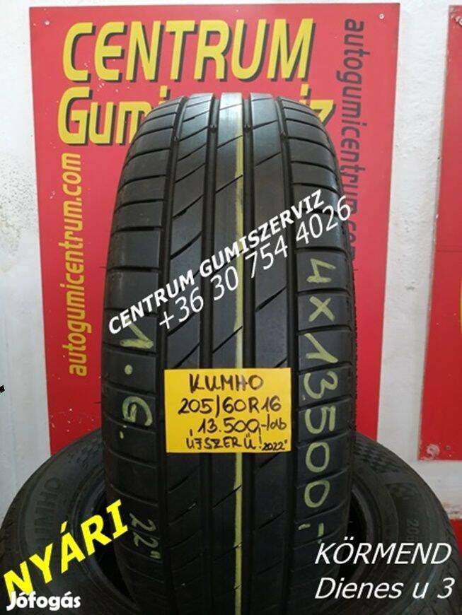 205/60r16 használt nyári gumi Kumho 4db