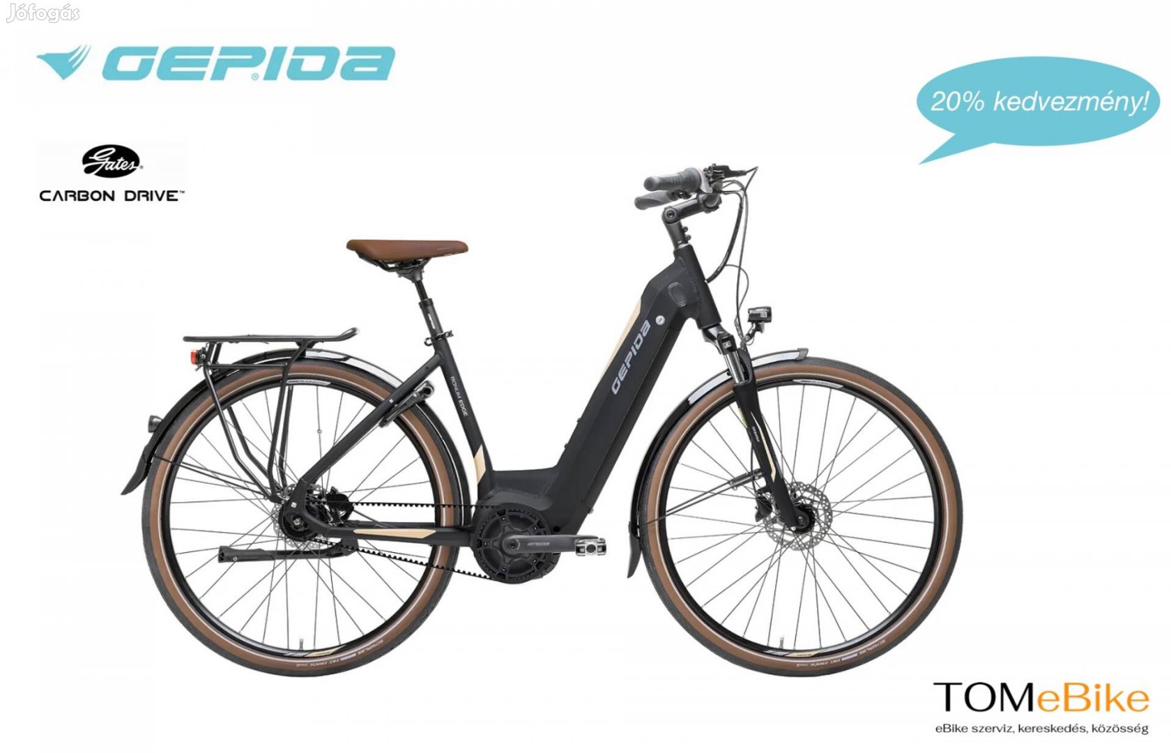 20% kedvezmény! Új Gepida Bonum Edge Belt Nexus 8 ebike, matt fekete